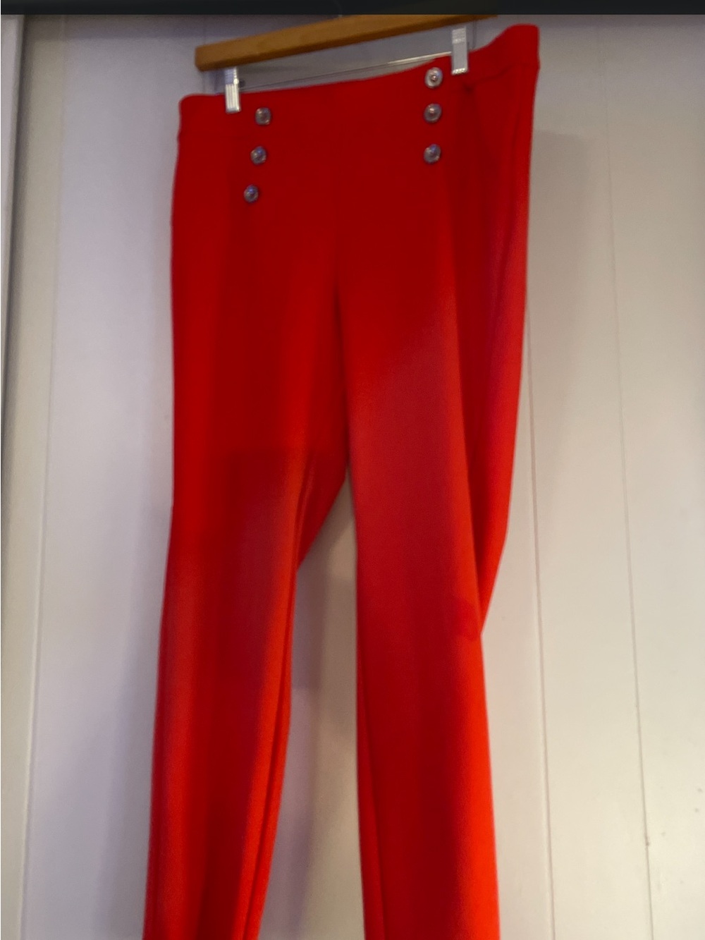 Soho High-Waist Wide-Leg Red Trousers with Sailor Buttons